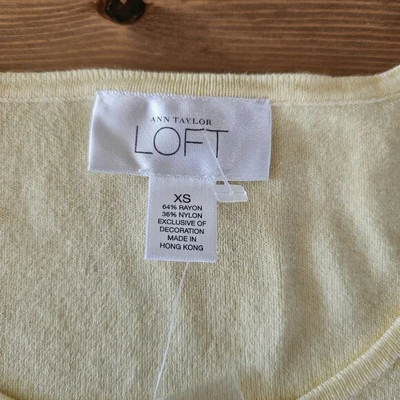 LOFT - Women's Round Neck 3/4 Sleeve Button Down Cardigan Sweaters Size XS - Picture 9 of 12